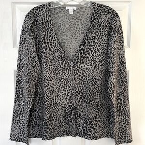 CHARTER CLUB 85% WOOL AMIMAL PRINT CARDIGAN- SIZE LARGE♠️